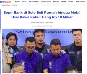 Sopir Bank di Solo Bawa Kabur Rp10 Miliar