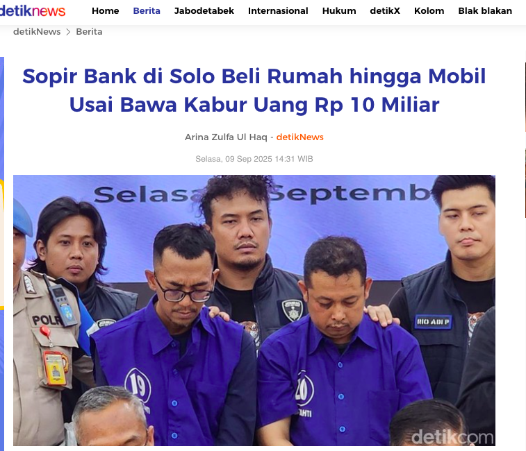 Sopir Bank di Solo Bawa Kabur Rp10 Miliar